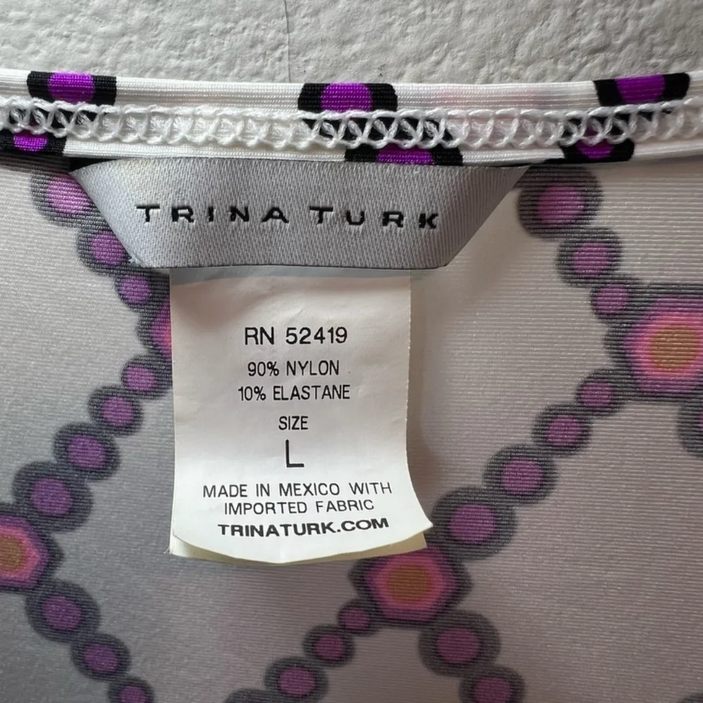 Trina Turk Kon Tiki Colorful Print Swim Cover Up Tunic Beach Dress Women's Large